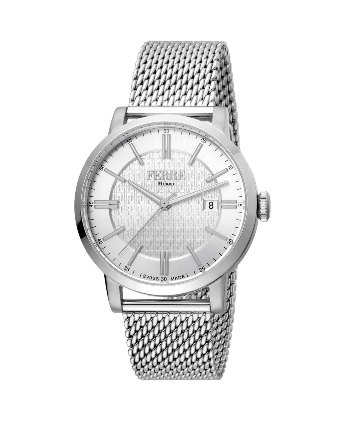 Ferre Milano Mens Classic Silver Dial Watch - FM1G156M0041 - Silver Product Image