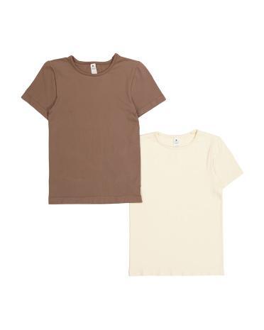 2pk Fitted Short Sleeve Crew Neck Shirts for Women | Spandex/Nylon Product Image