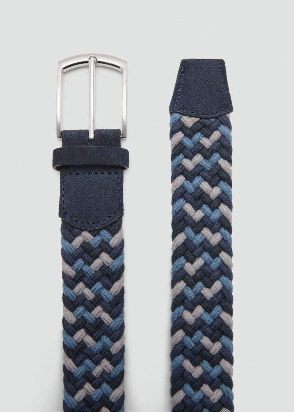 MANGO MAN - Braided elastic colored belt dark navyMen Product Image