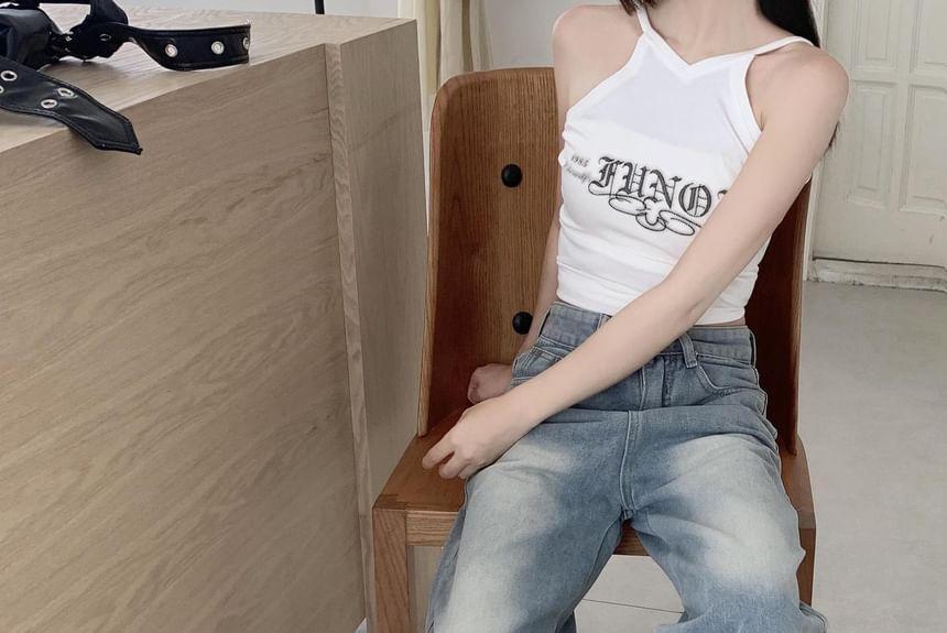 High Rise Washed Wide Leg Cargo Jeans Product Image