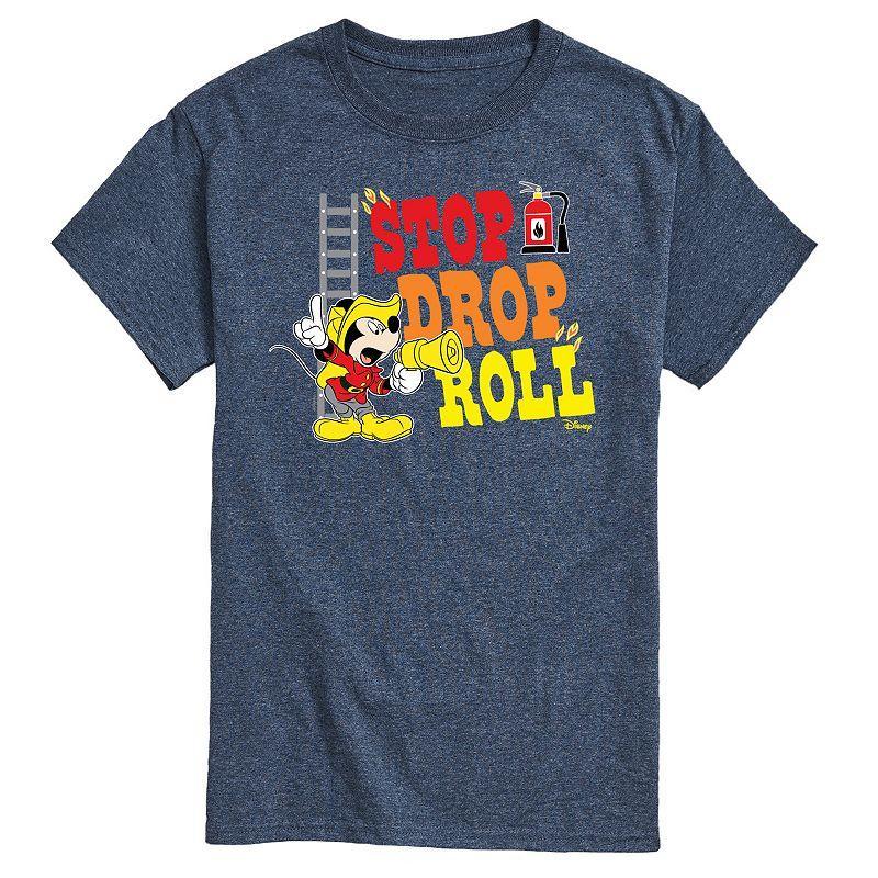 Disneys Mickey Mouse Mens Stop Drop Roll Graphic Tee Grey Blue Product Image