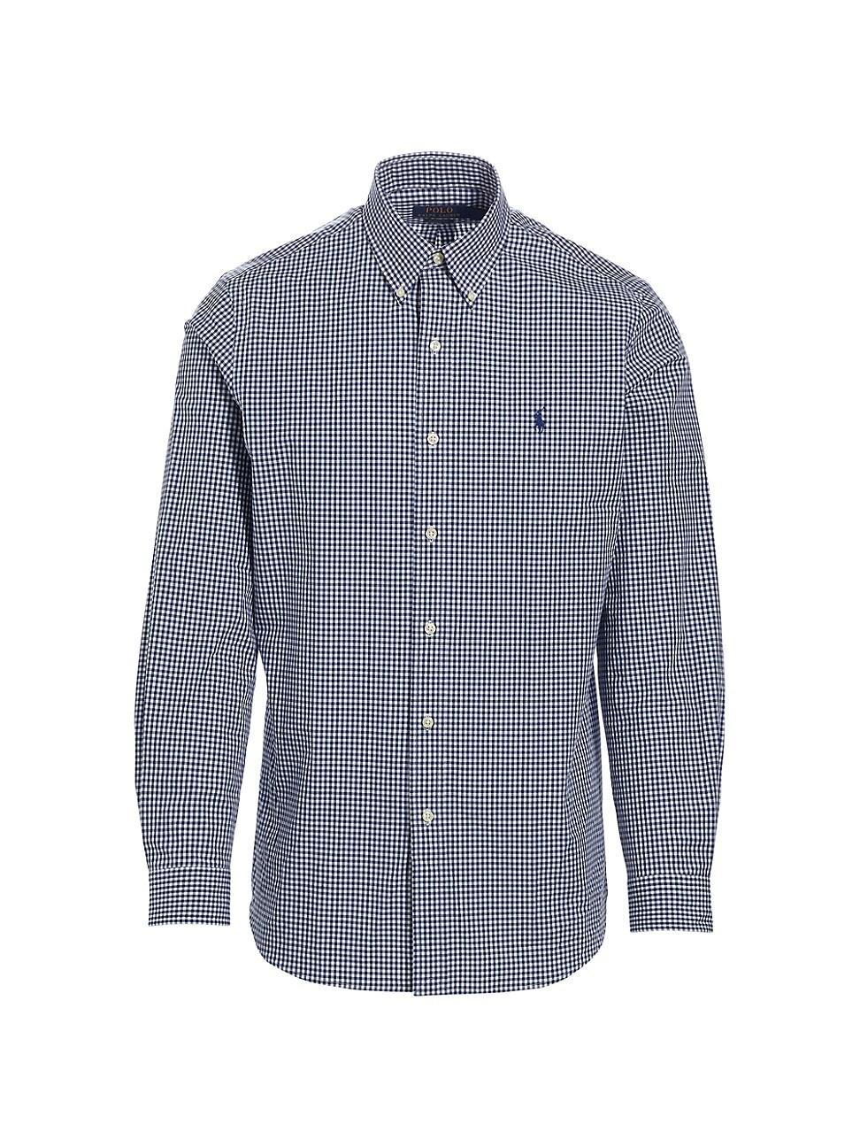 Mens Gingham Print Button-Up Shirt Product Image