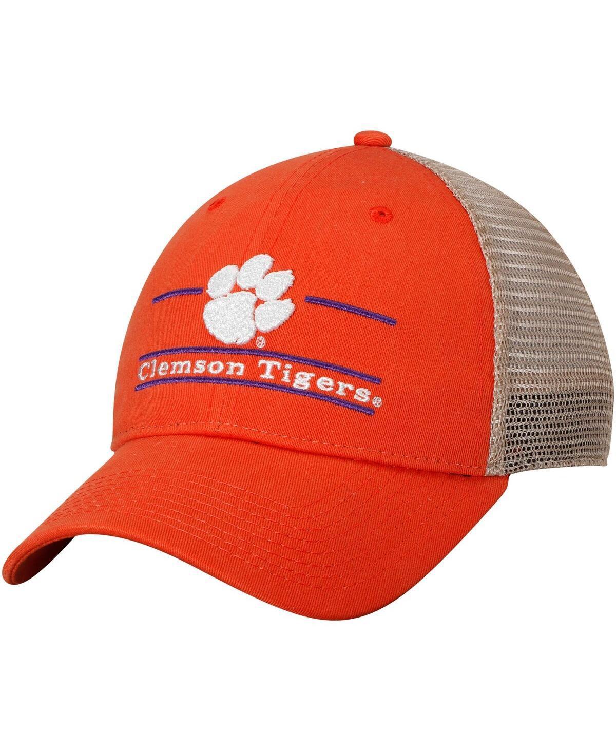 Mens Orange Clemson Tigers Logo Bar Trucker Adjustable Hat Product Image