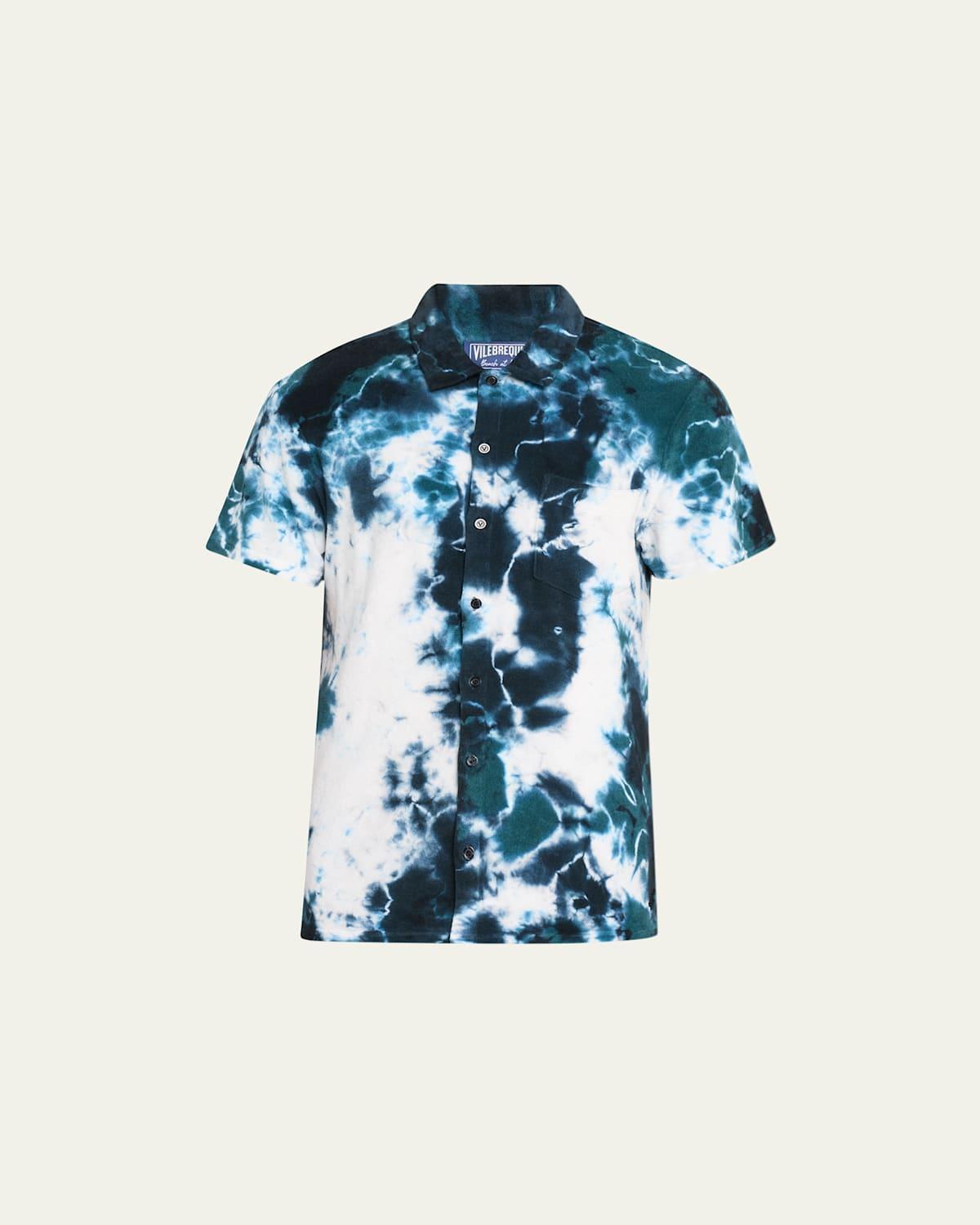 Mens Terrycloth Ocean Tie-Dye Short-Sleeve Shirt Product Image