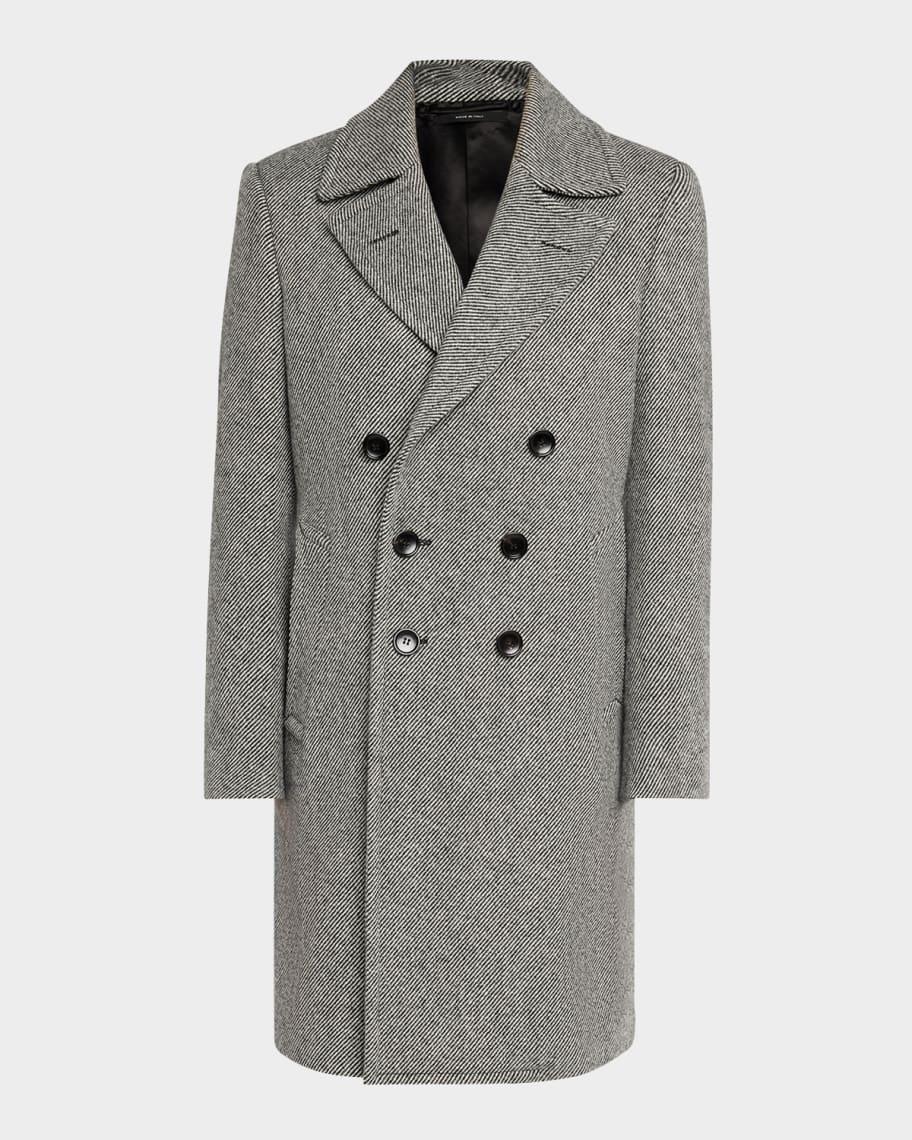 Men's Mouline Wool Double-Breasted Coat Product Image