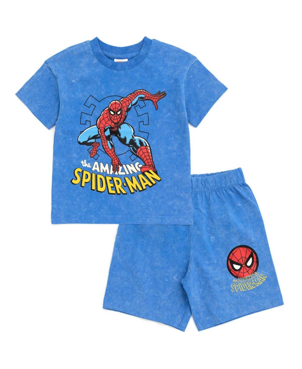 Marvel Boys Spider-Man T-Shirt and French Terry Shorts Outfit Set to (12 Months - 18-20) Product Image