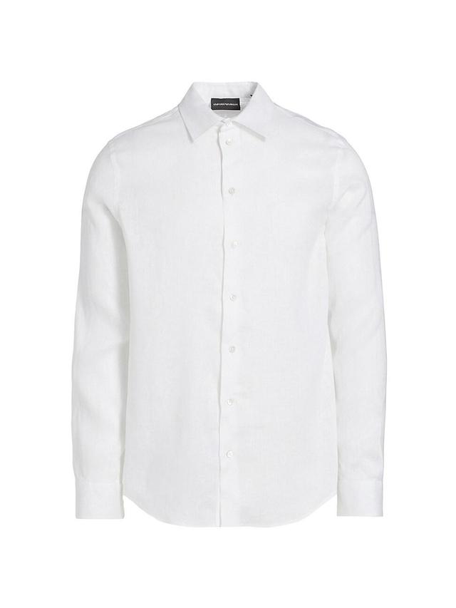 Mens Linen Long-Sleeve Button-Up Shirt Product Image