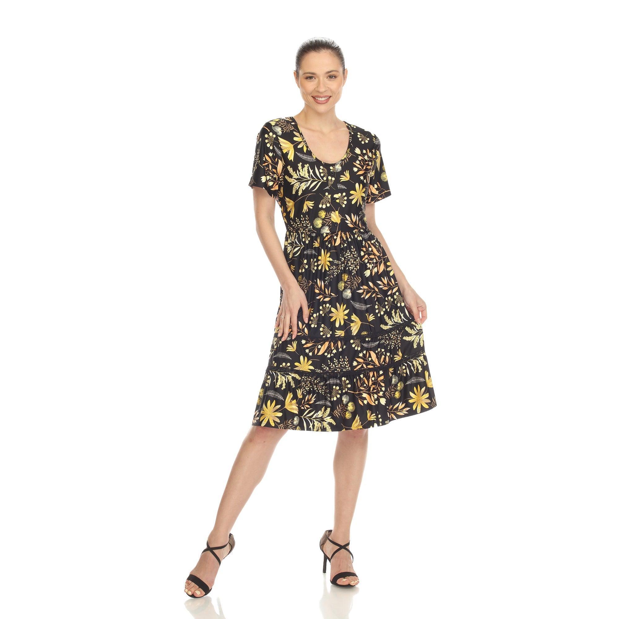 Floral Short Sleeve Knee Length Dress Product Image