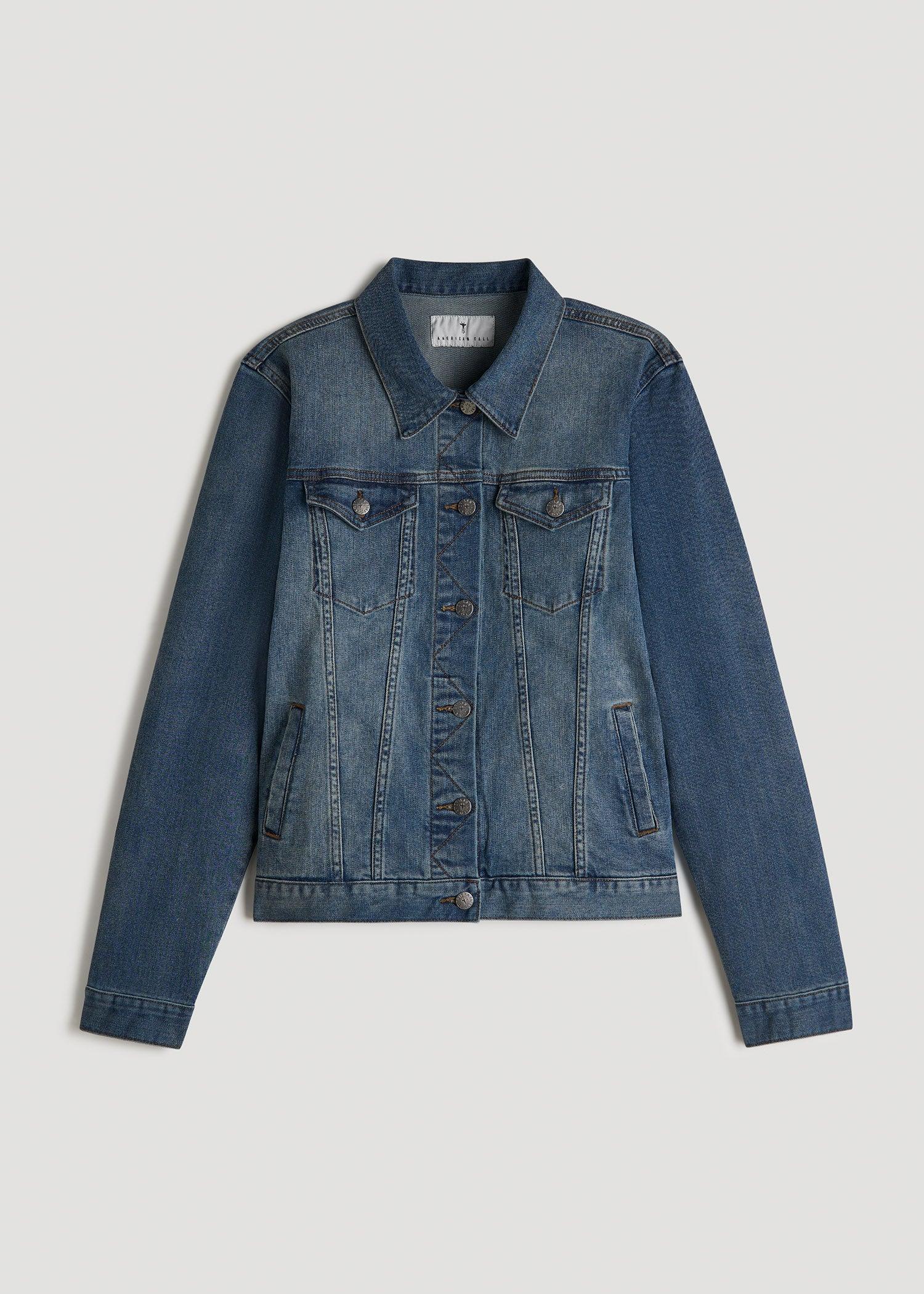 Tall Women's Denim Jacket in Vintage Medium Blue Female Product Image