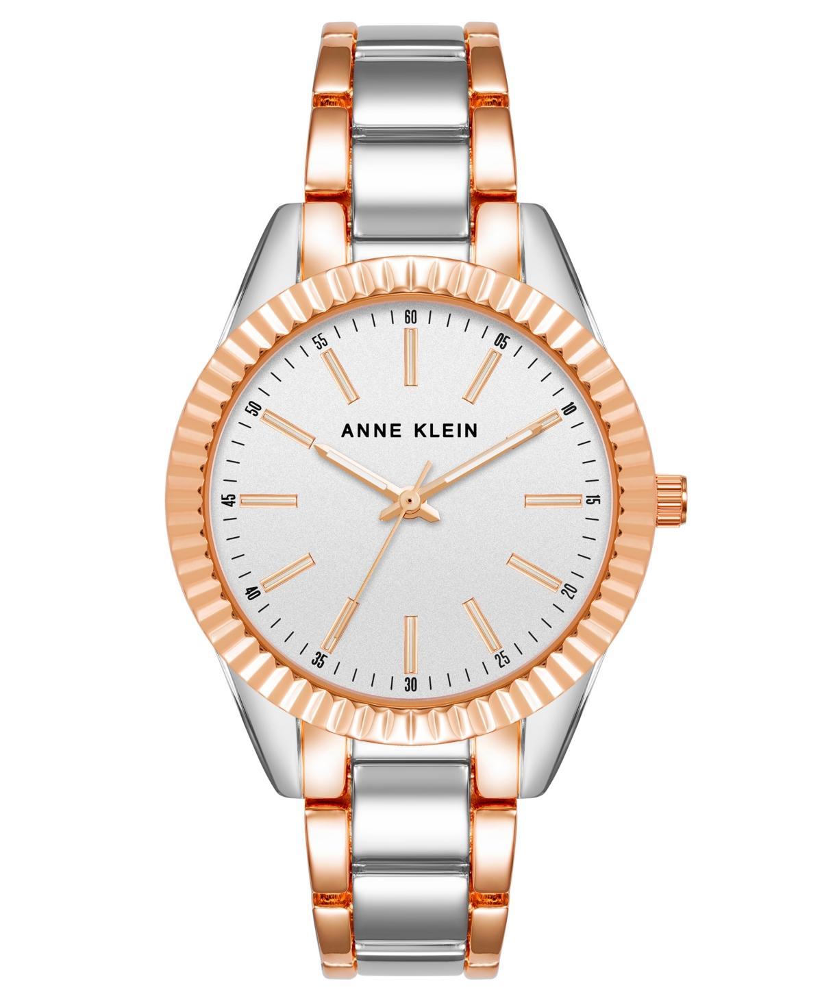 Anne Klein Womens Three Hand Quartz Silver-tone and Rose Gold-tone Alloy Bracelet Watch, 36mm Product Image