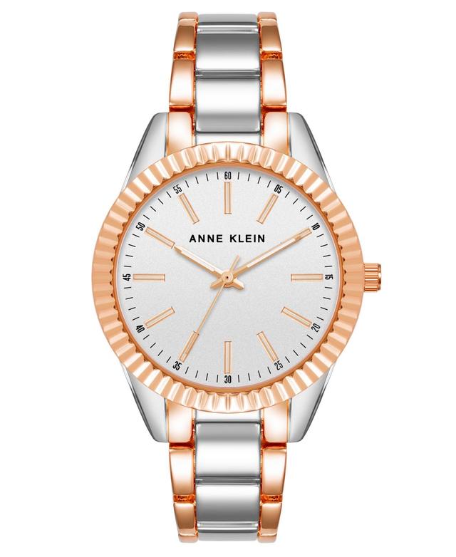 Anne Klein Womens Three Hand Quartz Silver-tone and Rose Gold-tone Alloy Bracelet Watch, 36mm Product Image