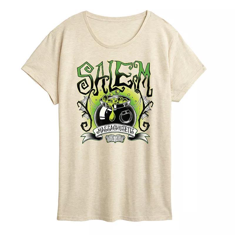 Womens Salem Witchy Collegiate Graphic Tee Grey Gray Product Image