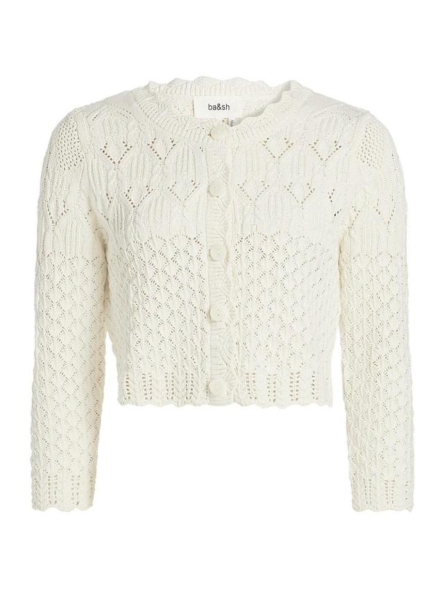 ba & sh Cotton Cropped Open Knit Cardigan Product Image