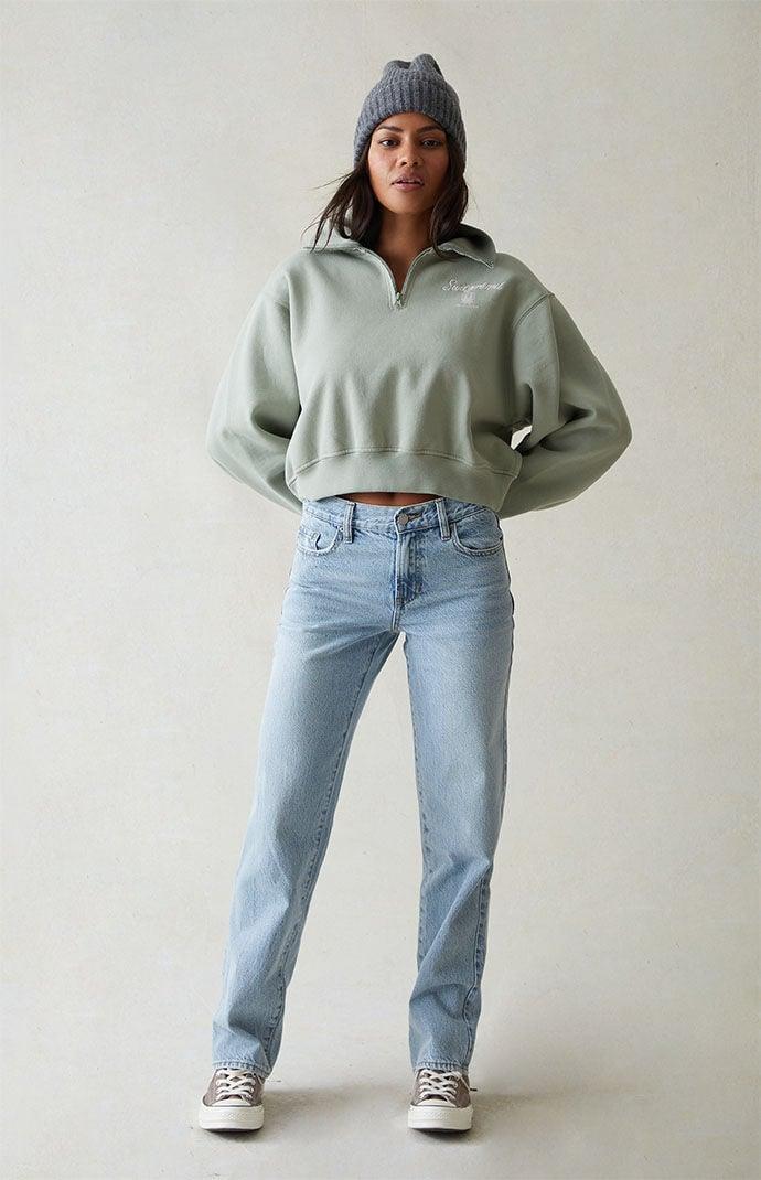 Women's Eco Light Blue Low Rise Boyfriend Jeans Product Image