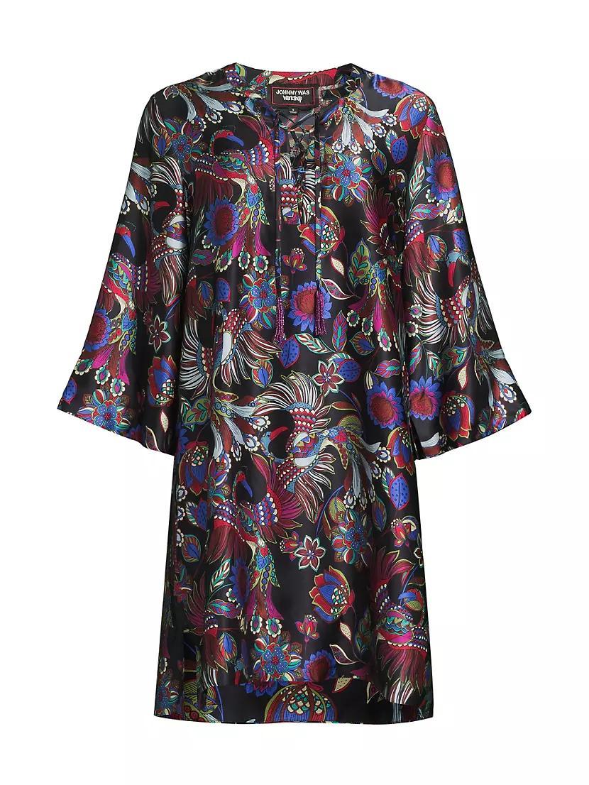 Avya Floral Silk Kimono-Style Dress Product Image