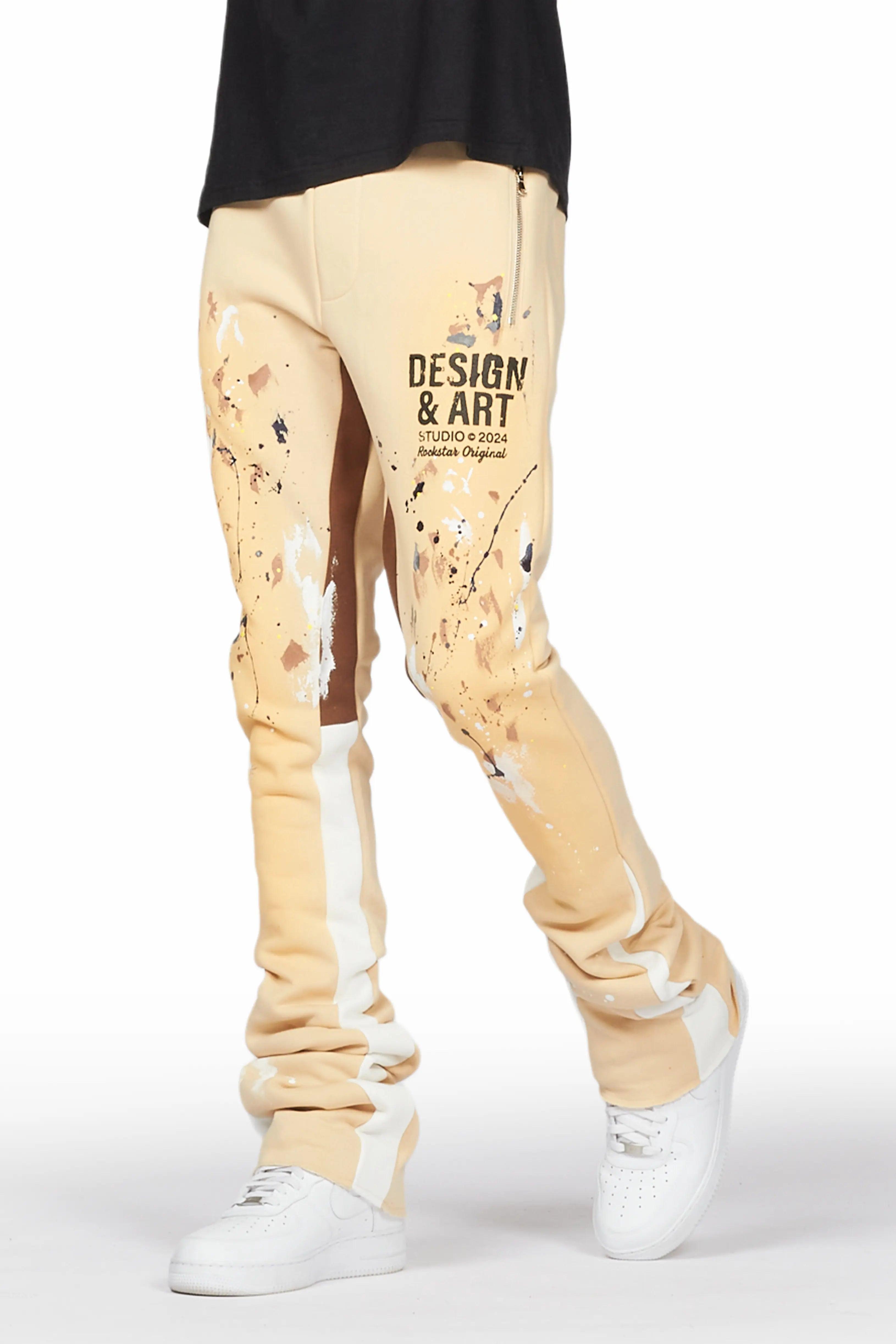 Pellos Beige Graphic Super Stacked Flare Pant Male Product Image