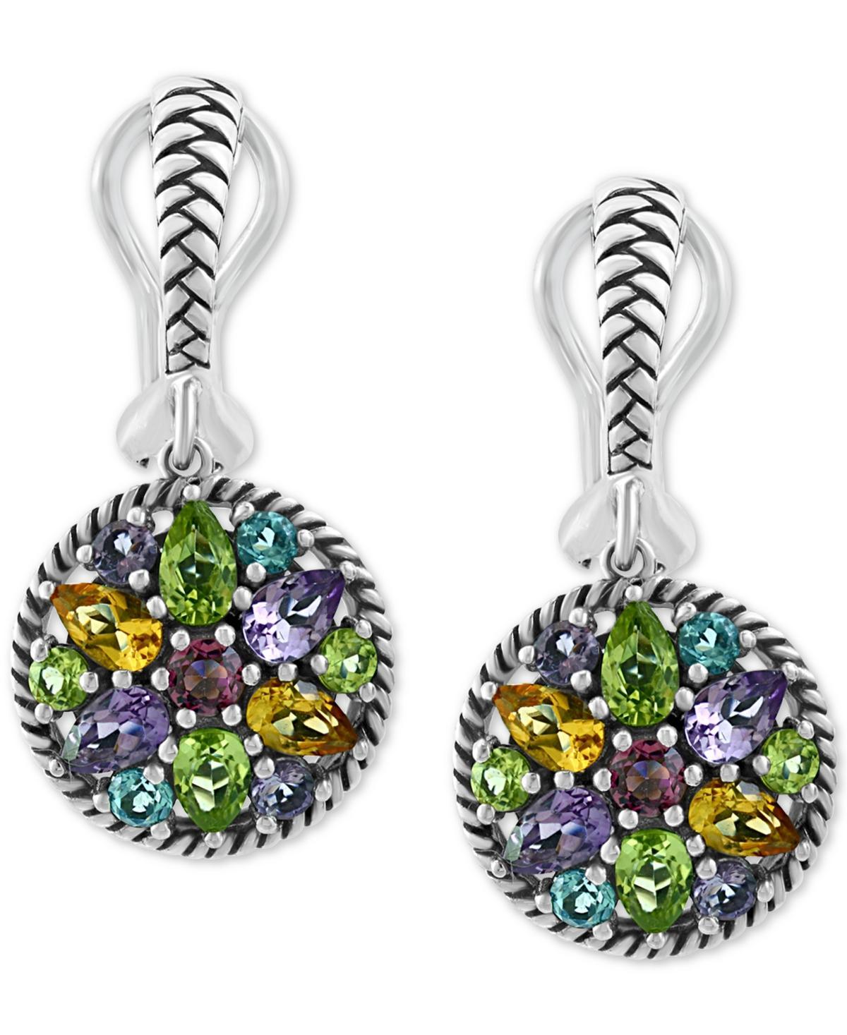 Effy Multi-Gemstone Cluster Drop Earrings (3-7/8 ct. t.w.) in Sterling Silver Product Image