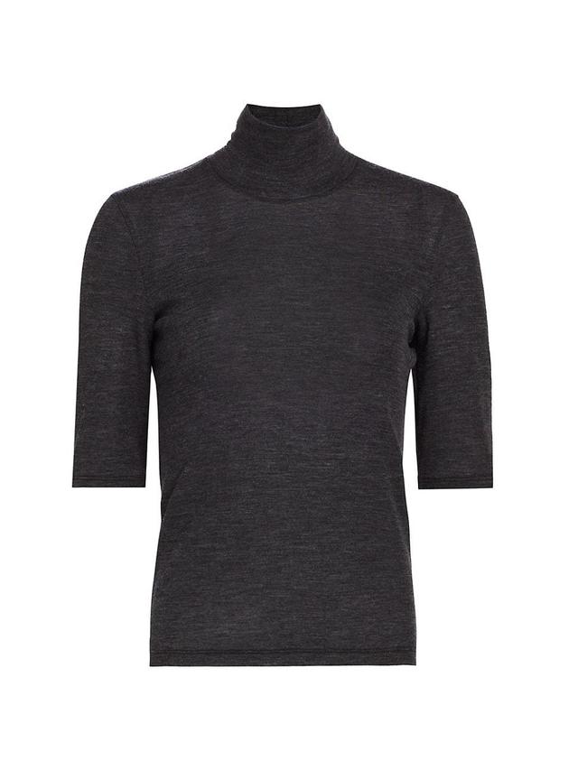 Merino Wool Elbow-Sleeve Turtleneck T-Shirt Product Image