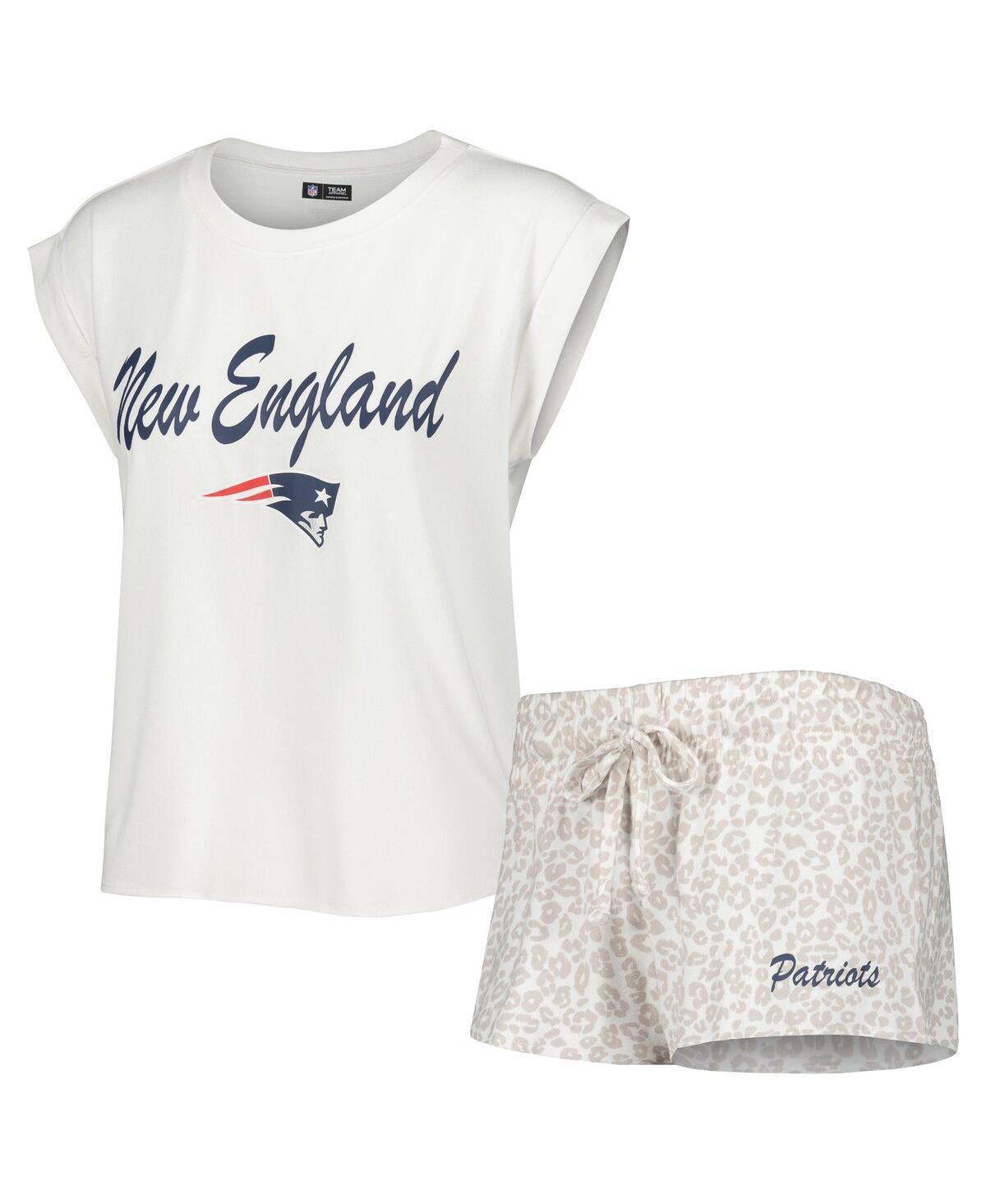 Womens Concepts Sport White New England Patriots Montana Knit T-shirt and Shorts Sleep Set - White Product Image