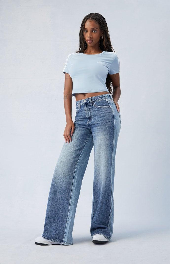 Women's Eco Two-Tone Mid Rise Baggy Jeans product image