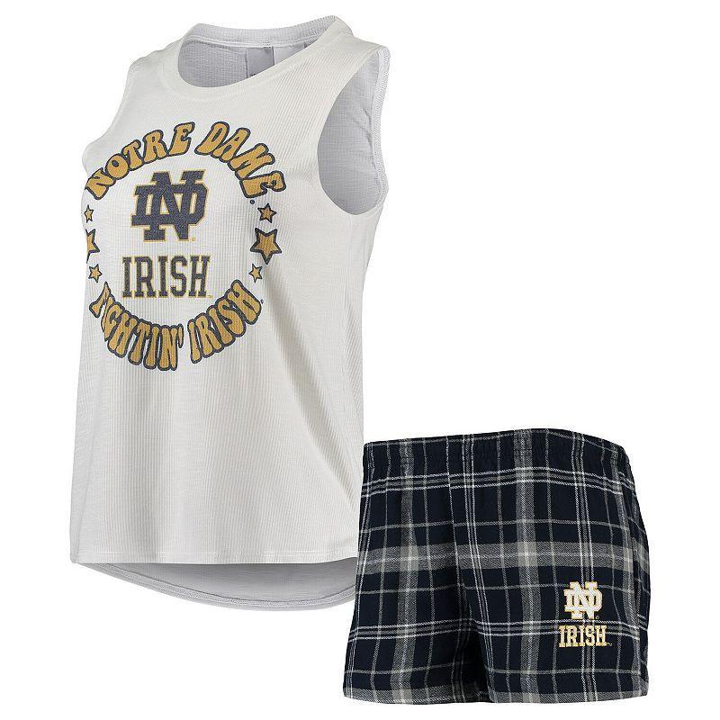 Womens Concepts Sport /White Notre Dame Fighting Irish Ultimate Flannel Tank Top & Shorts Sleep Set Blue Product Image