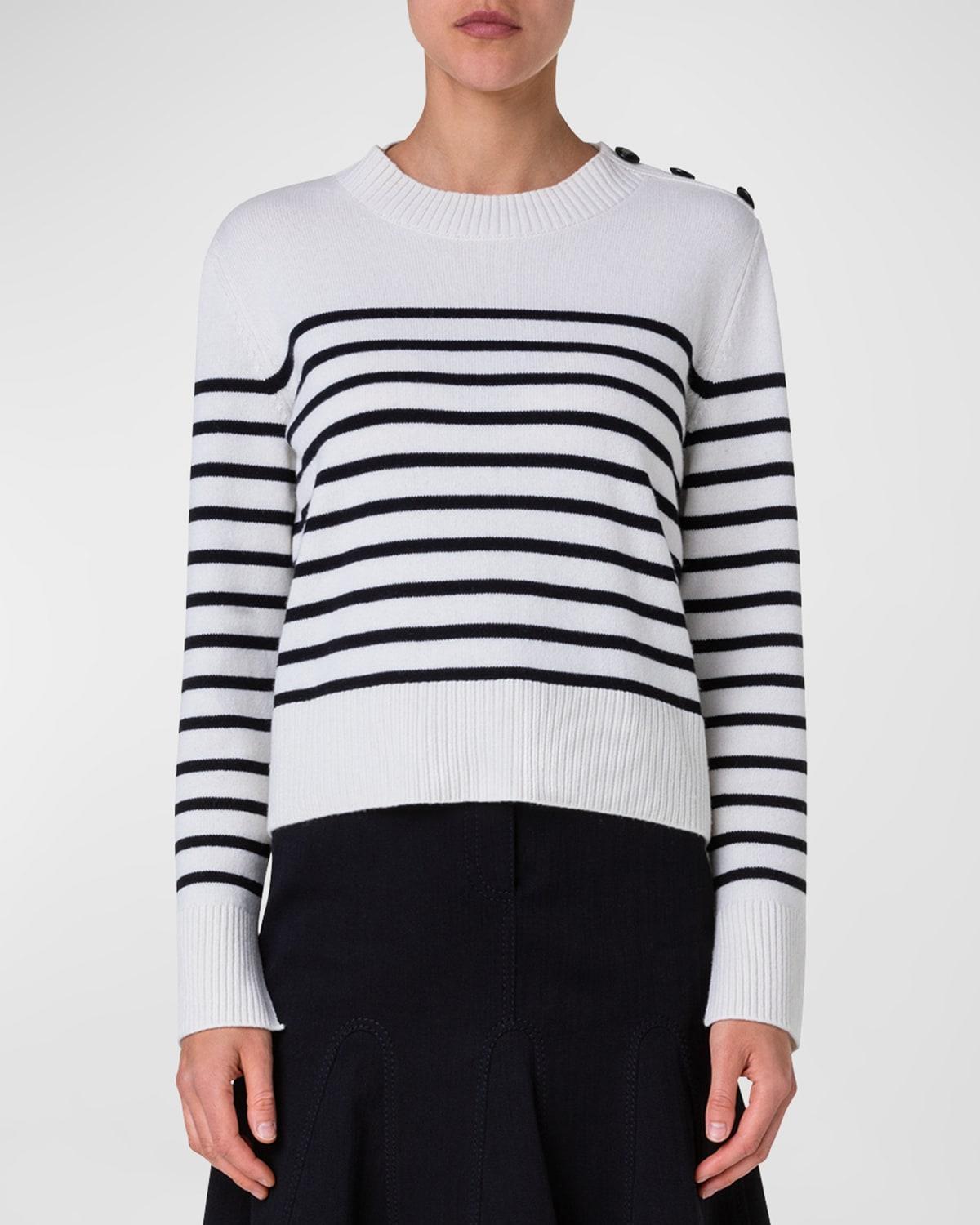 Womens Striped Wool-Blend Long-Sleeve Sweater Product Image