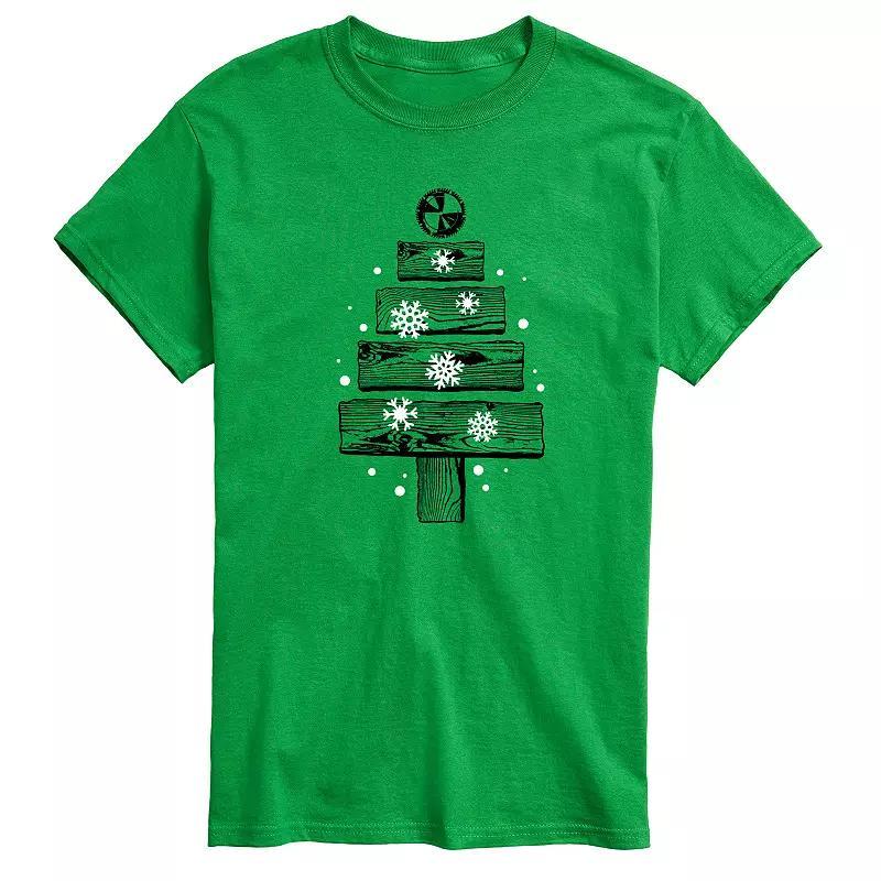 Mens Wood Planks Christmas Tree Graphic Tee Product Image