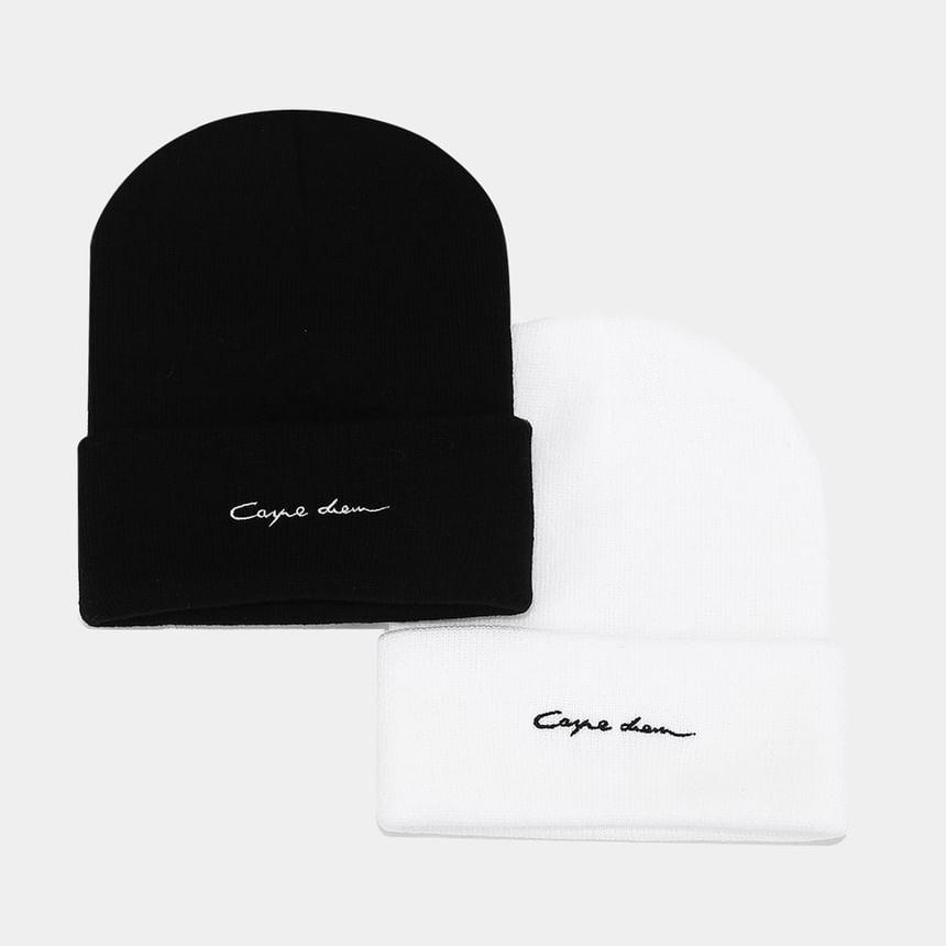 Lettering  Embroidery Beanie Product Image