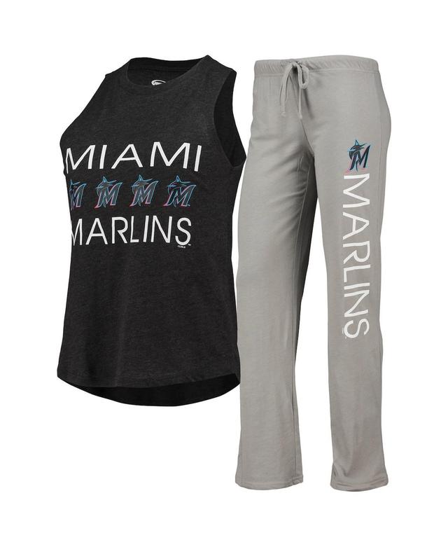 Womens Concepts Sport Gray Miami Marlins Meter Muscle Tank Top and Pants Sleep Set - Gray Product Image