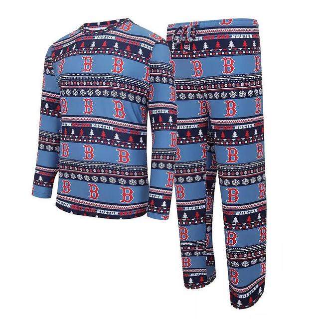 Mens Concepts Sport Boston Red Sox Knit Ugly Sweater Long Sleeve Top & Pants Set Blue Product Image