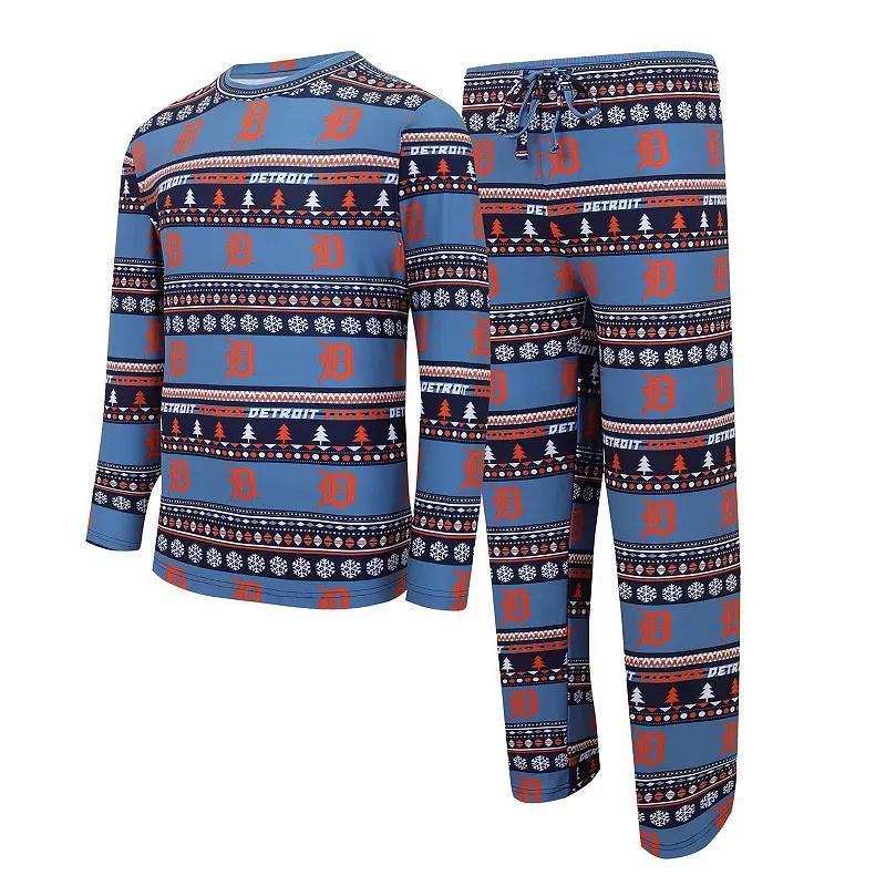 Mens Concepts Sport Detroit Tigers Knit Ugly Sweater Long Sleeve Top & Pants Set Blue Product Image