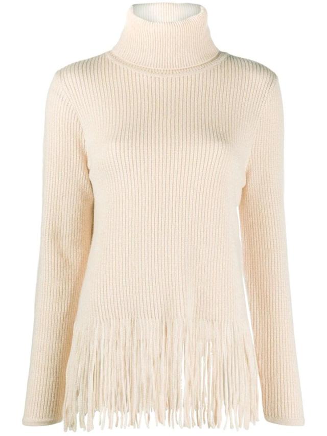 Kaleidoscope Fringed Cashmere-blend Sweater In Neutrals Product Image