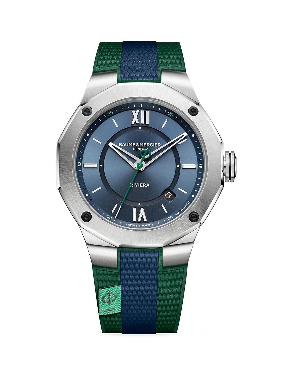 Mens Riviera 10688 Stainless Steel, Canvas, & Rubber Strap Watch Product Image