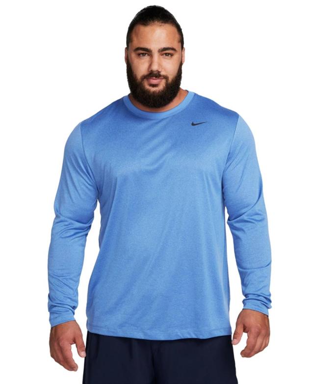 Men's Relaxed-fit Long-sleeve Fitness T-shirt In Blue Product Image