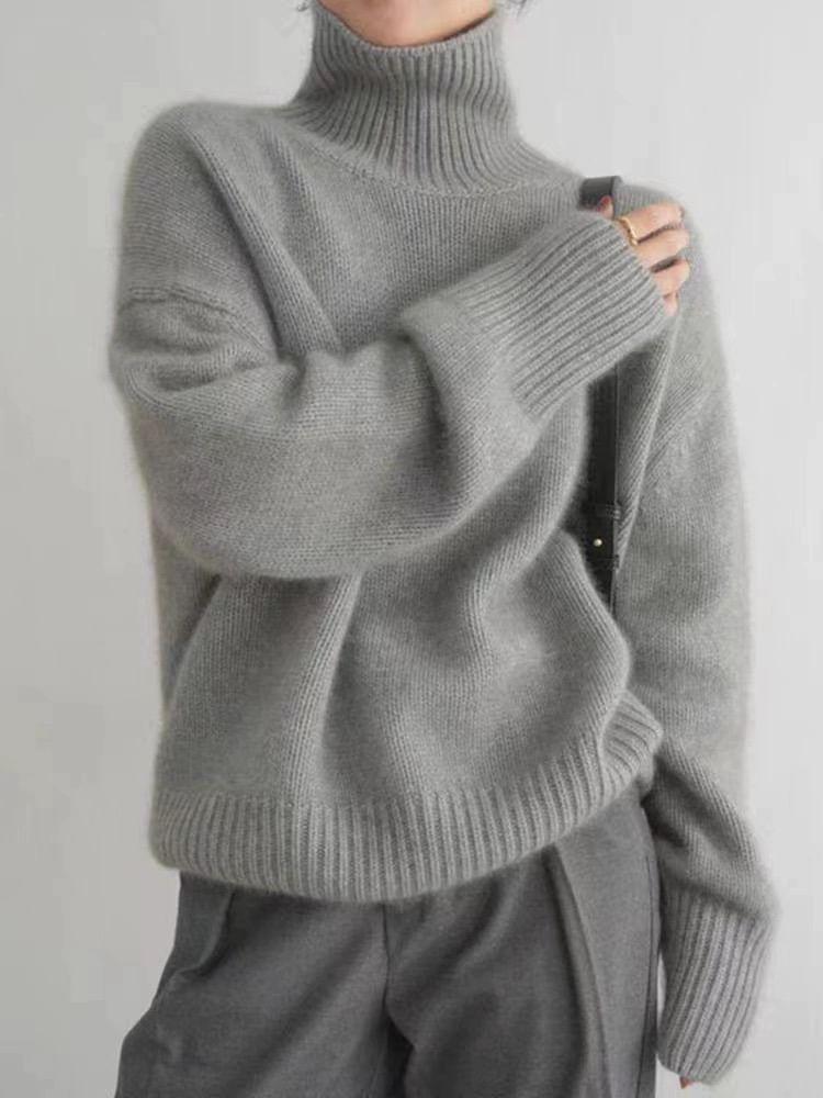 Long-Sleeve High Neck Plain Sweater product image