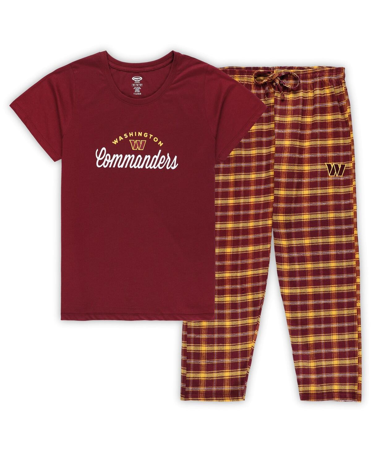 Womens Concepts Sport Burgundy Washington Commanders Plus Size Badge T-Shirt & Flannel Pants Sleep Set Product Image