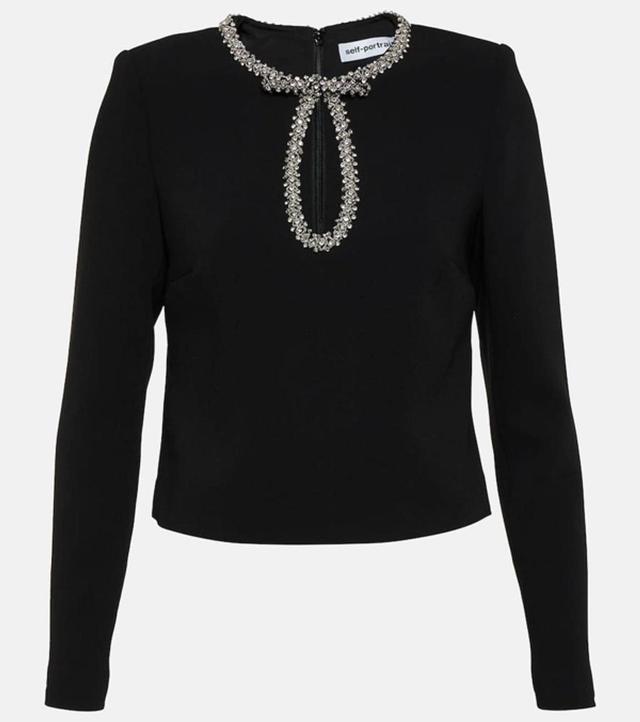 Crepe Embellished Top In Black Product Image