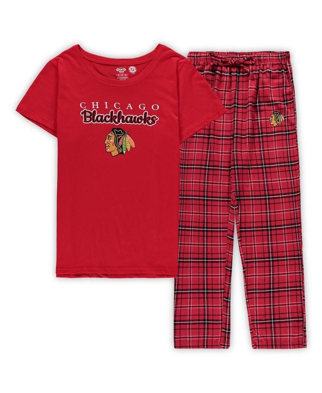 Womens Concepts Sport Red Chicago Blackhawks Plus Size Lodge T-shirt and Pants Sleep Set Product Image