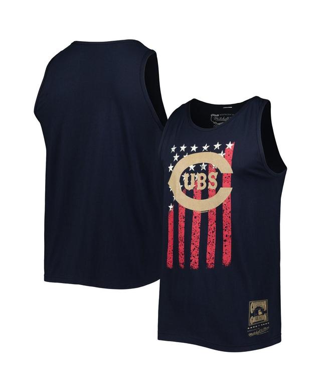 Mens Mitchell & Ness Chicago Cubs Cooperstown Collection Stars and Stripes Tank Top Blue Product Image