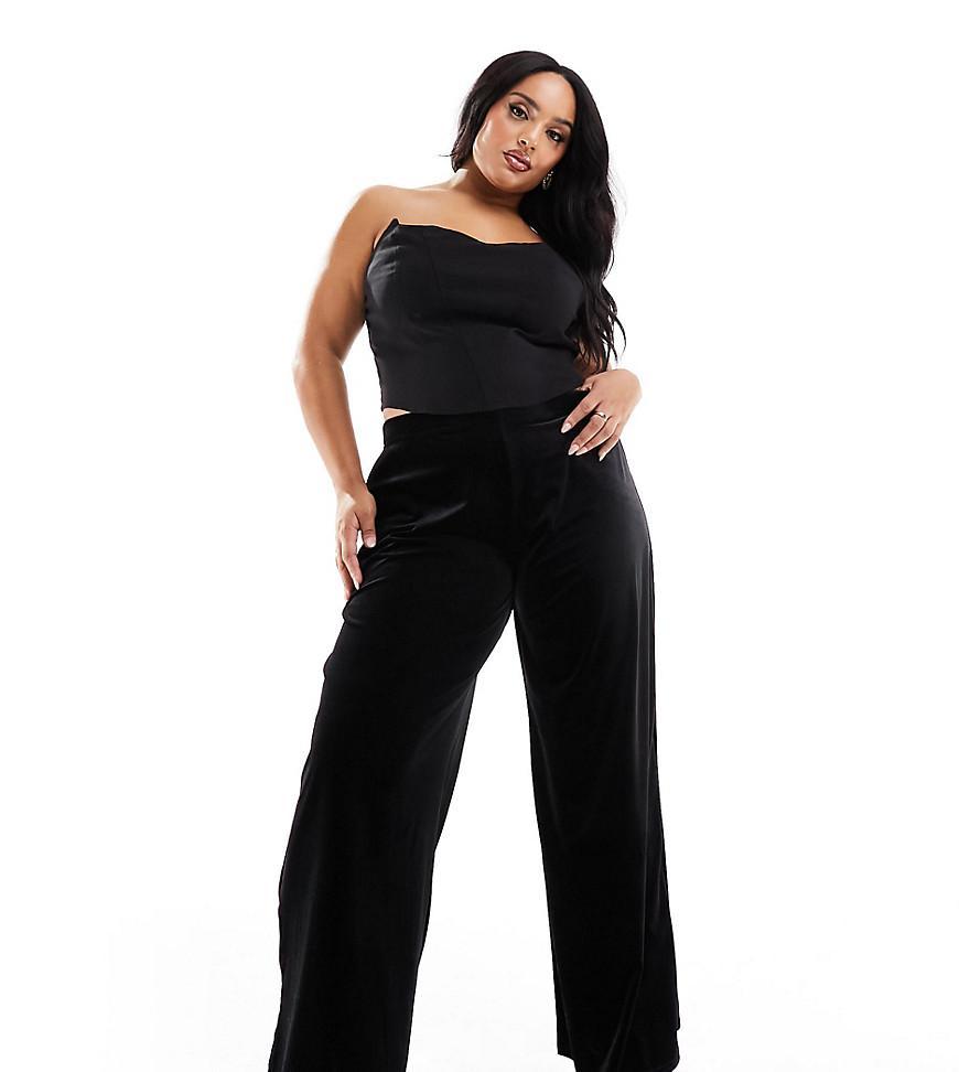 Yours wide leg glitter pants in black Product Image