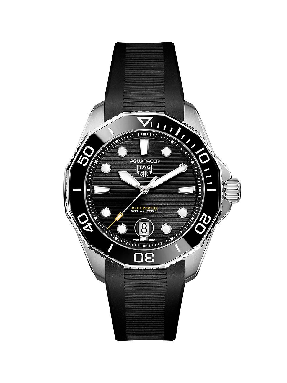 Mens Aquaracer 300 Professional Black Rubber-Strap Watch Product Image