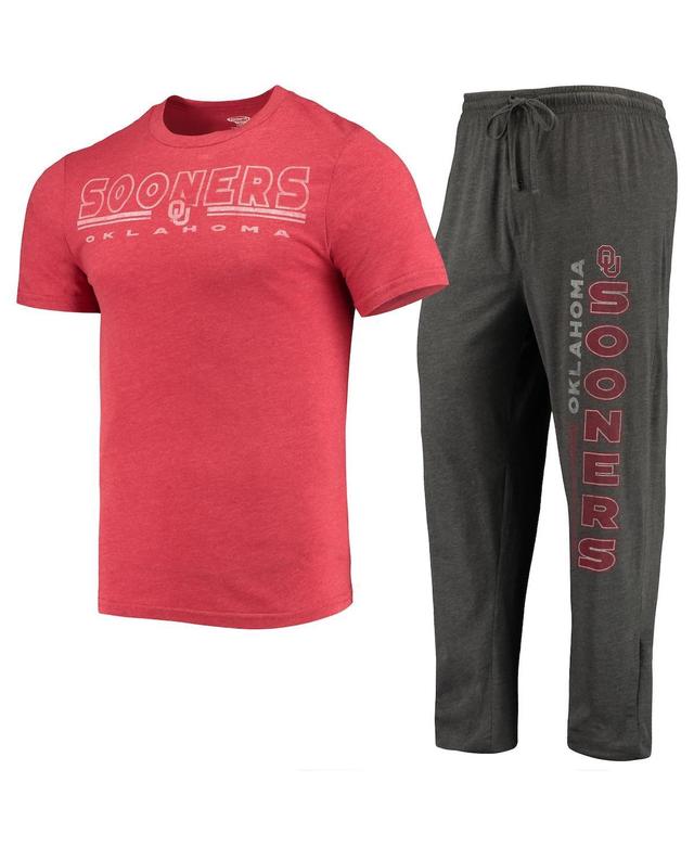 Mens Concepts Sport Heathered Charcoal/Crimson Oklahoma Sooners Meter T-Shirt & Pants Sleep Set Product Image