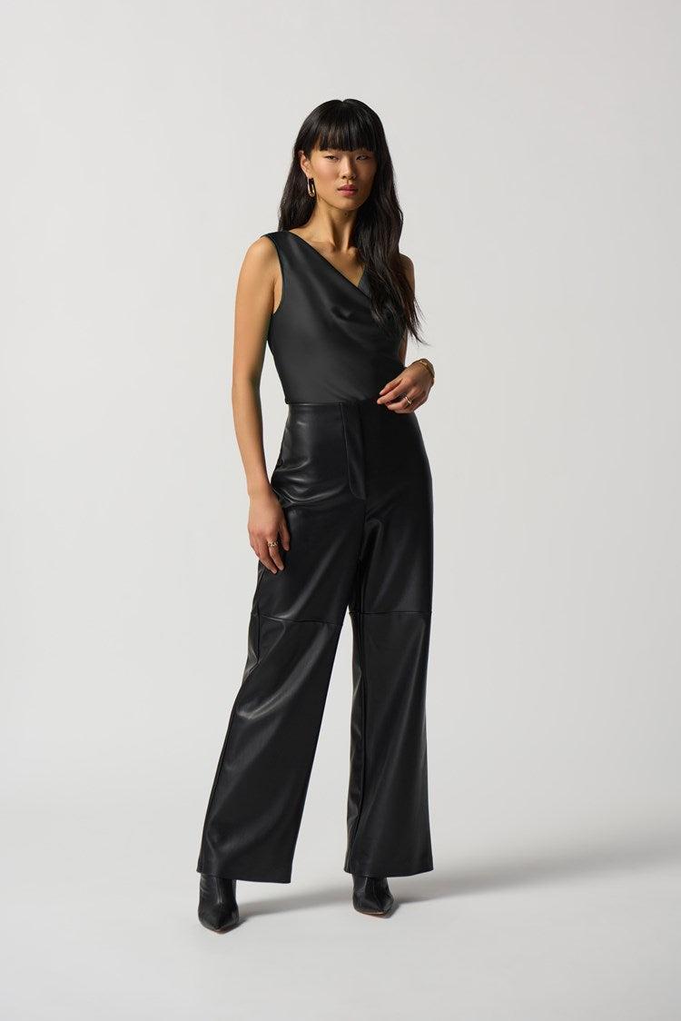 Cowl Neck Satin Top - Black Product Image