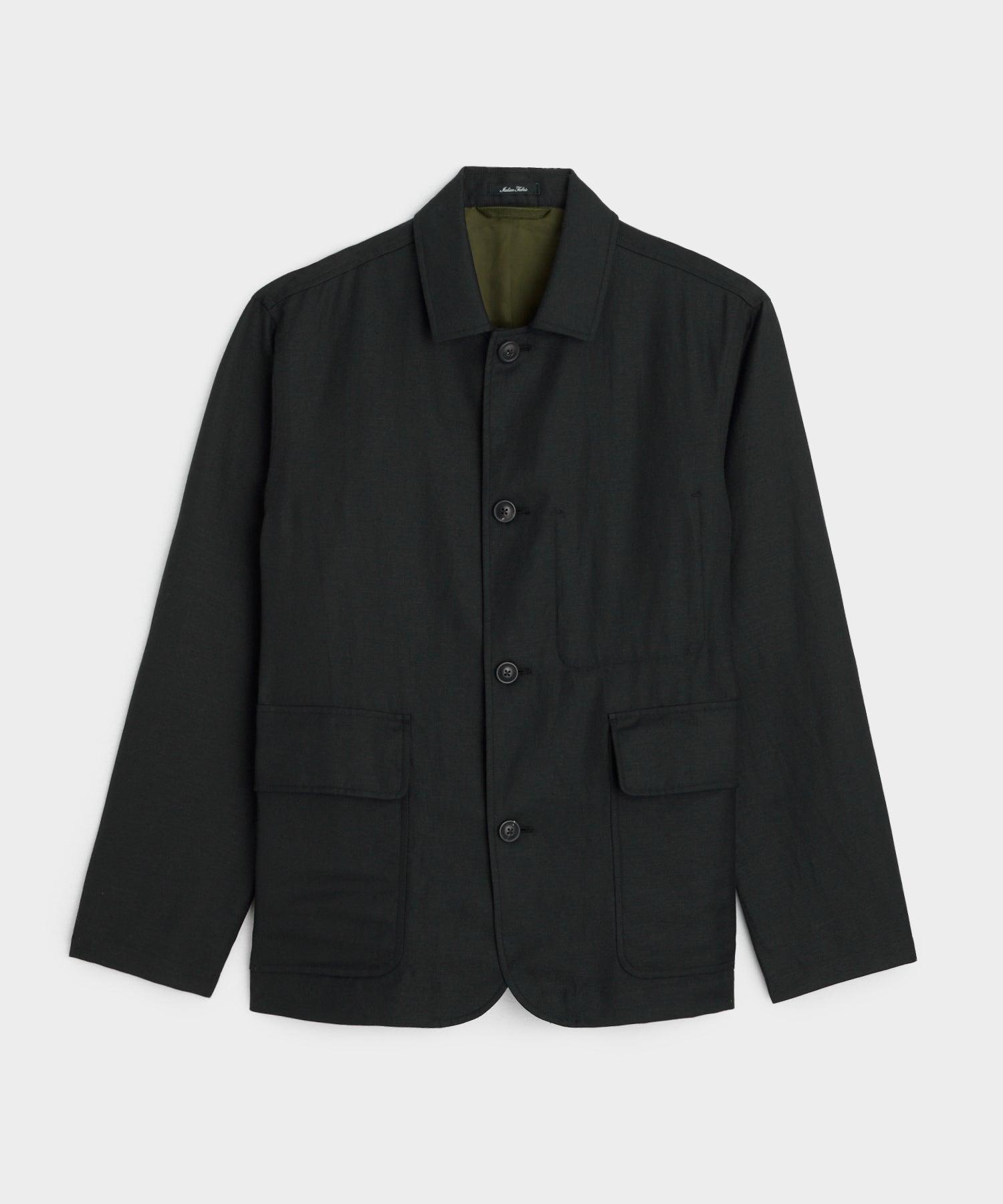 Wool Linen Walking Jacket in Black Product Image