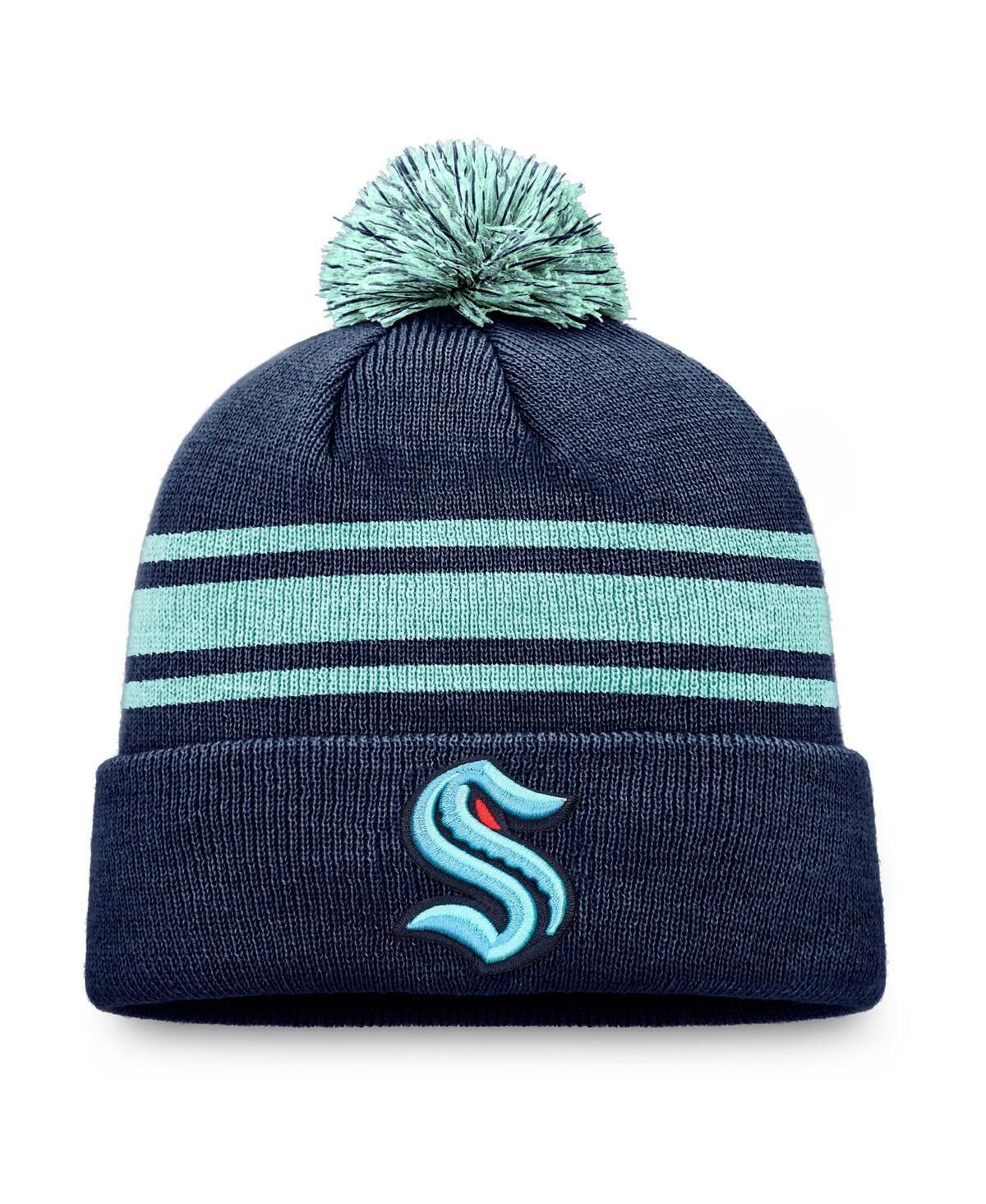 Mens Fanatics Navy Seattle Kraken Special Edition 2.0 Cuffed Knit Hat with Pom Product Image