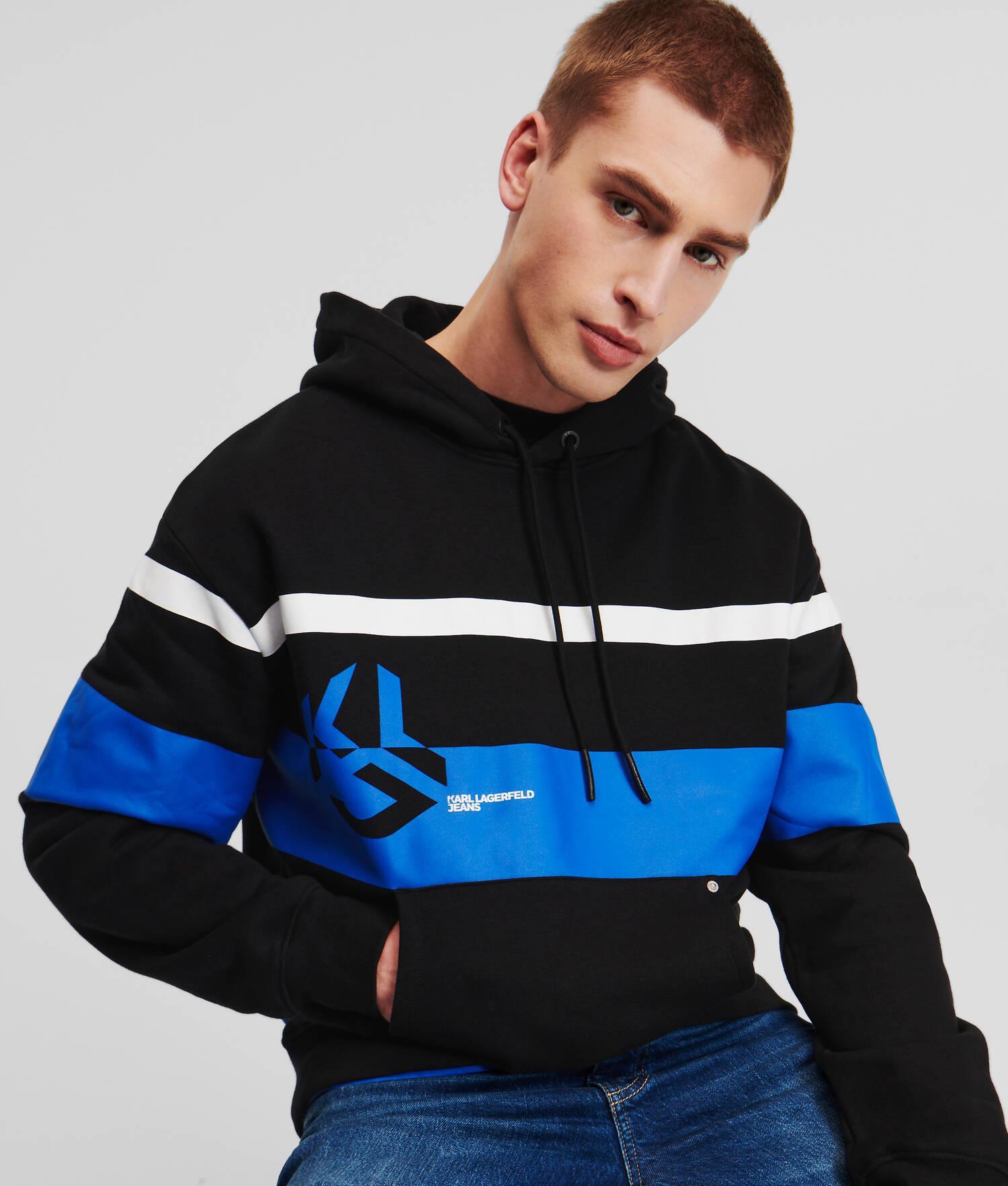 KLJ MONOGRAM STRIPE HOODIE Product Image