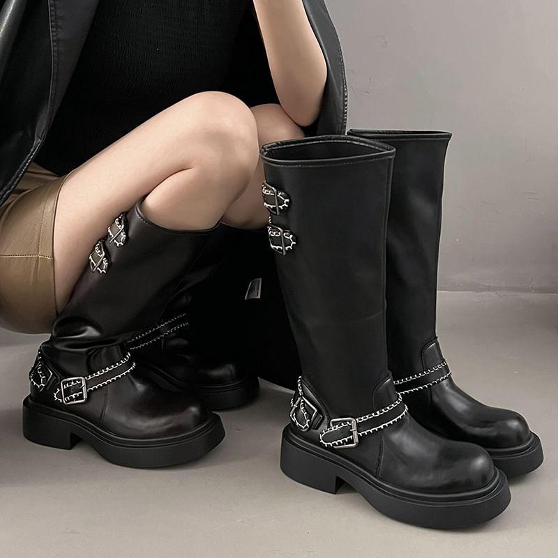 Buckled Platform Tall Boots product image