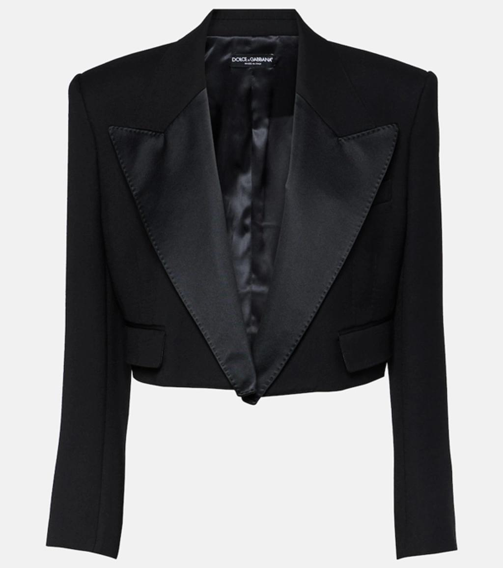 DOLCE & GABBANA Short Double Wool Tuxedo Jacket In Black Product Image