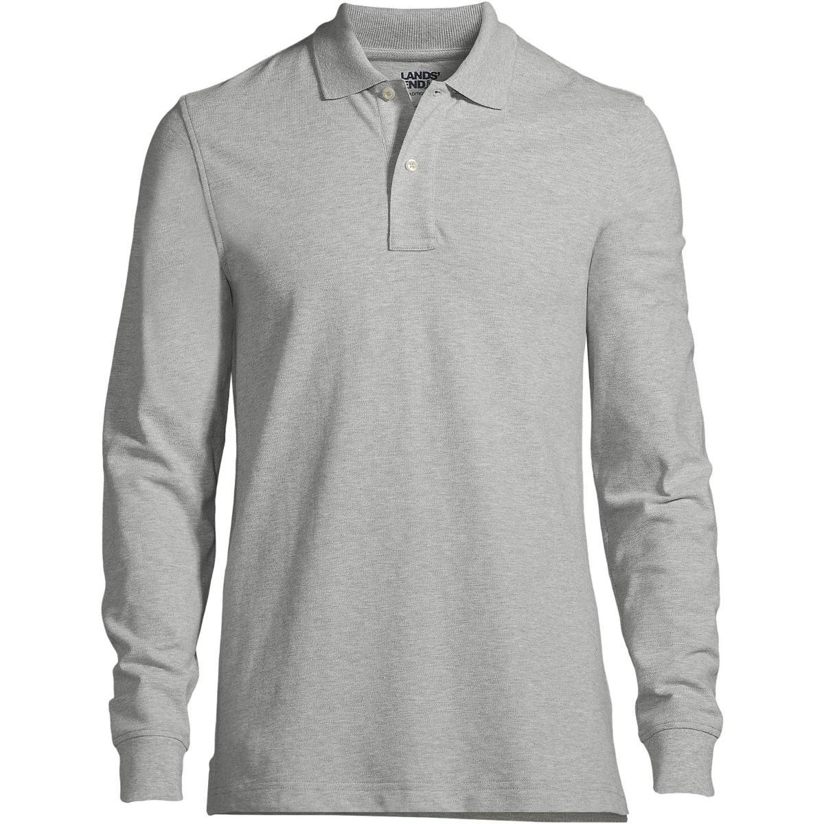 Lands End Mens Big and Tall Comfort First Long Sleeve Mesh Polo Shirt Product Image