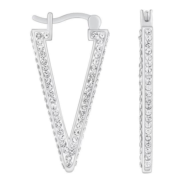 Chrystina Crystal V Hoop Earrings, Womens, White Product Image